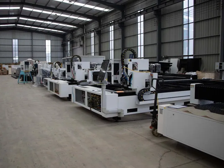 Row of industrial machines inside a workshop